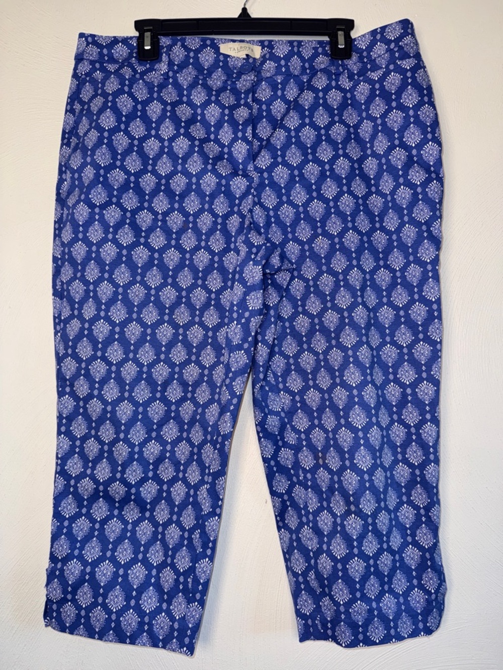 Talbots Royal Blue and White Printed Pants